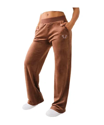 True Religion Crystal Straight Leg Sweat Pant In Brown