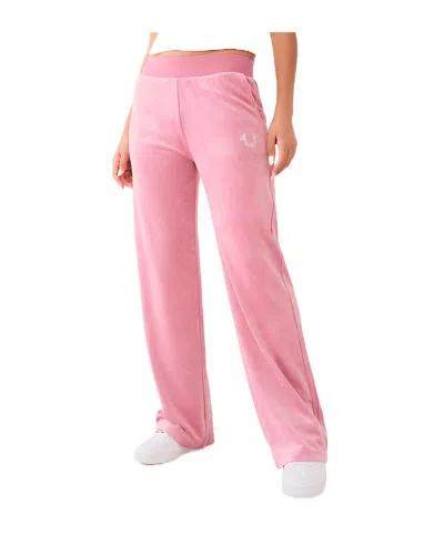 True Religion Crystal Straight Leg Sweat Pant In Pale Pink