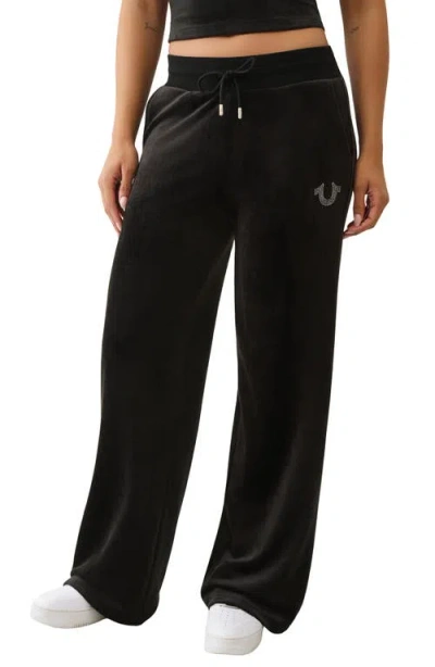 TRUE RELIGION TRUE RELIGION CRYSTAL VELOUR STRAIGHT LEG PANTS
