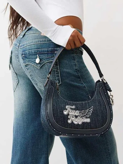 True Religion Crystal Wing Hobo Bag In Blue