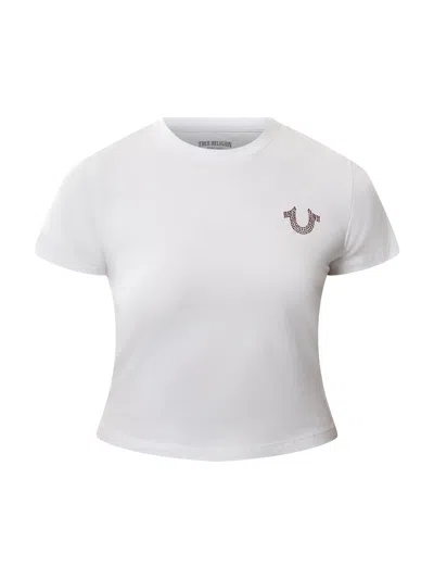 True Religion Crystal World Tour Baby Tee In White