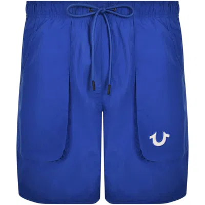 True Religion Curved Nylon Shorts Blue