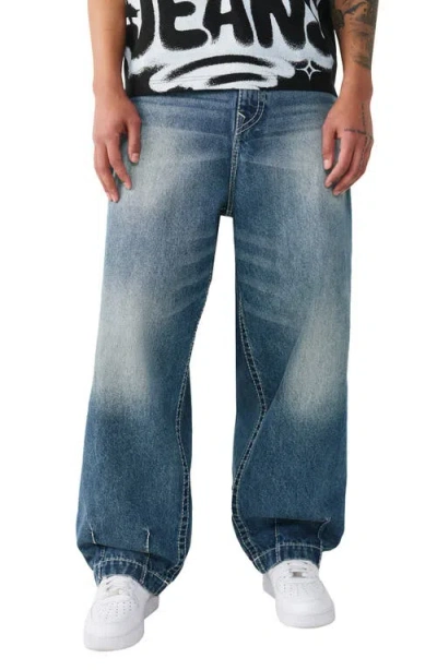 Danny Barrel Fit Big T Jeans In Shattered Medium Wash In Blue from True Religion