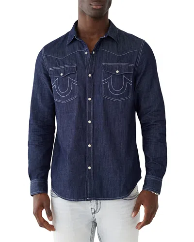 TRUE RELIGION DARK WASH DENIM WESTERN SHIRT