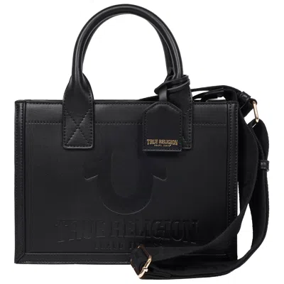 True Religion Debossed Logo Modern Tote With Removable Shoulder Strap In Black