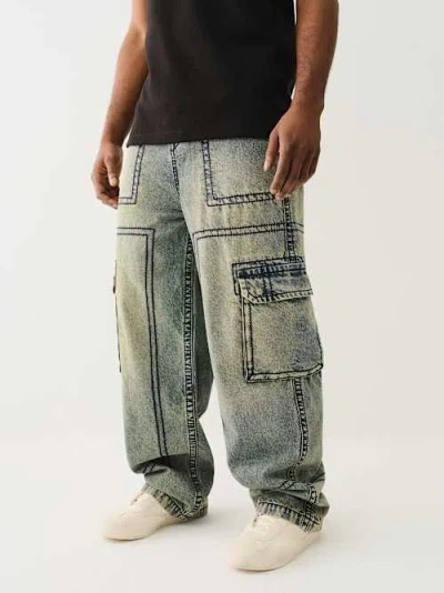 True Religion Denim Big T Cargo Pant In Blue