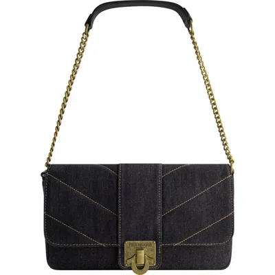 True Religion Denim Brass Hardware Flap In Black
