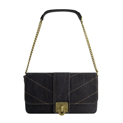 True Religion Denim Brass Hardware Flap In Black