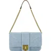 True Religion Denim Brass Hardware Flap In Blue