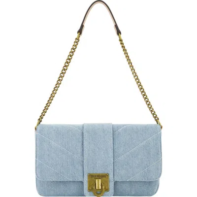 True Religion Denim Brass Hardware Flap In Blue