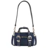 True Religion Denim Buckle Strap Mini Satchel In Blue