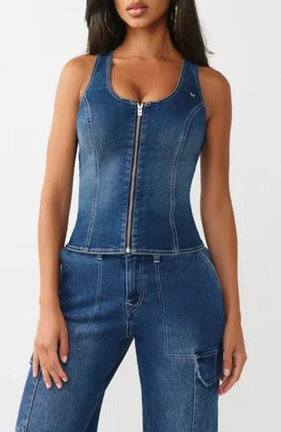 True Religion Denim Bustier Top In Blue