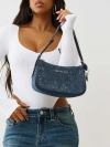True Religion Denim Crystal Shoulder Bag In Blue
