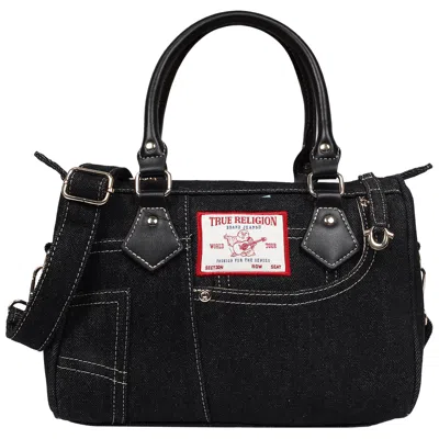 True Religion Denim Heritage Satchel With Top Handles & Crossbody Strap In Black