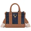 True Religion Denim Logo Strap Mini Tote In Blue