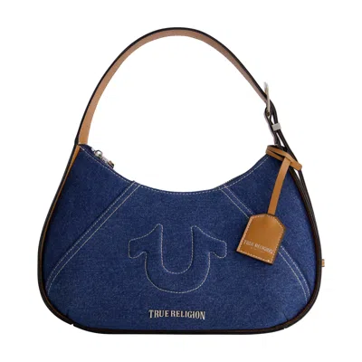 True Religion Denim Raised Horseshoe Hobo In Blue