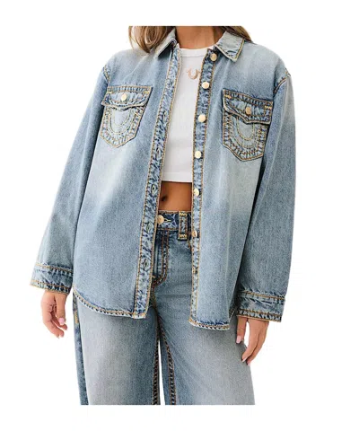 True Religion Denim Super T Shacket In Multicolor
