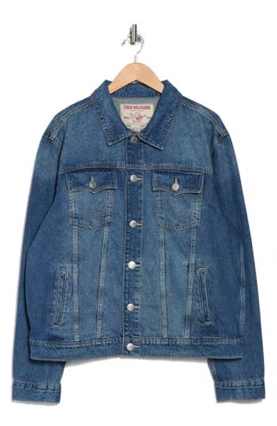 True Religion Denim Trucker Jacket In Medium Blizzard Wash