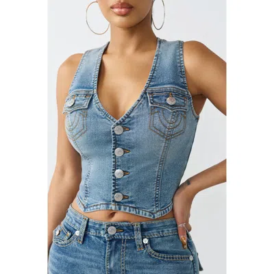 True Religion Denim Vest In Blue
