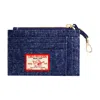 True Religion Denim Zip Card Case In Blue