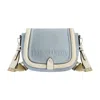 True Religion Distressed Logo Denim Saddle Bag In Blue