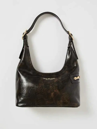 True Religion Distressed Shoulder Bag In Brown
