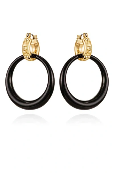 True Religion Double Drop Hoop Earring In Black