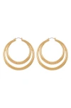 True Religion Double Hoop Earrings In Gold