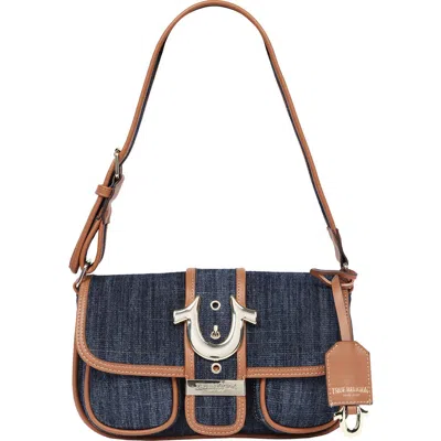 True Religion Double Pocket Denim Satchel In Blue