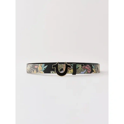 True Religion Dragon Graphic Horseshoe Buckle Belt In Black