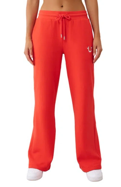 True Religion Drawstring Horseshoe Sweatpants In Red