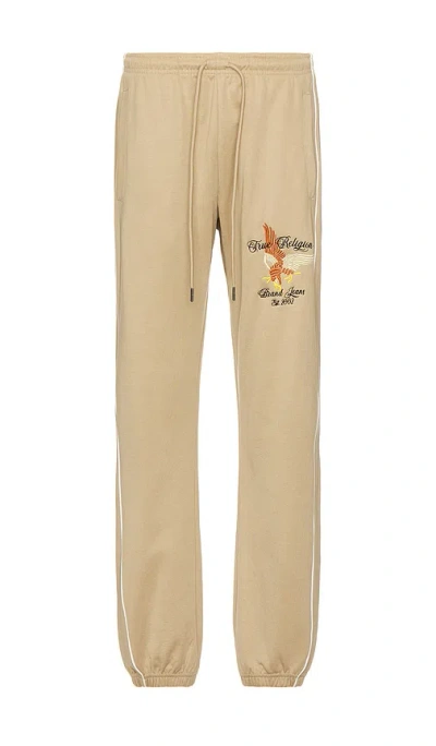 True Religion Eagle Embro Track Pant In Travertine