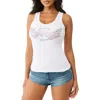 True Religion Embellished Heritage Logo Rib Tank In White