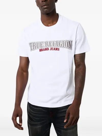 True Religion Embroidered Cotton T-shirt In White