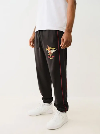 True Religion Embroidered Eagle Track Jogger In Black