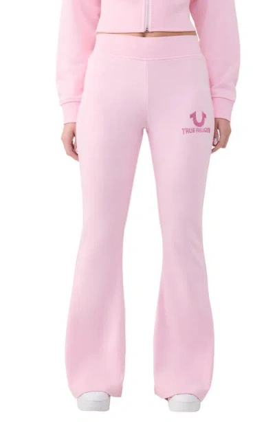 True Religion Embroidered Flare Pants In Pink