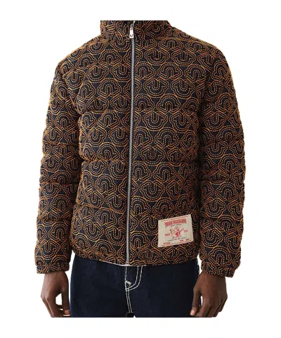 True Religion Embroidered Horseshoe Puffer Jacket In Black