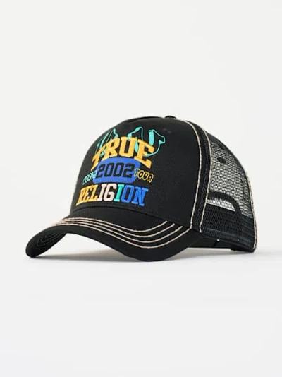 True Religion Embroidered Logo Trucker Hat In Black