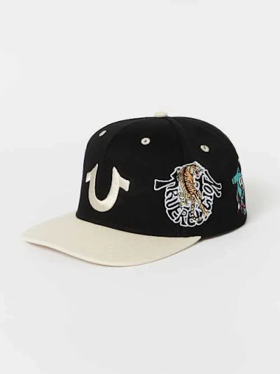 True Religion Embroidered Multi Logo Hat In Black