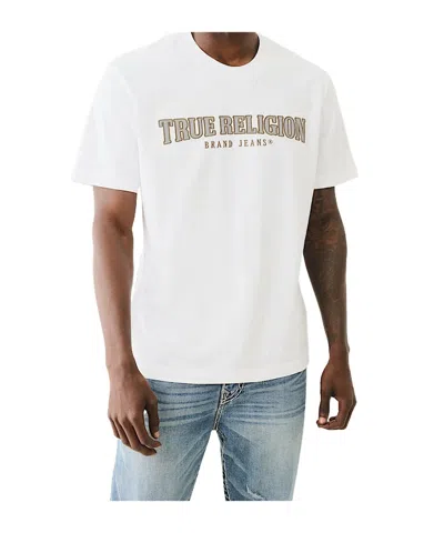 True Religion Embroidered Reflective Arch Logo Tee In White