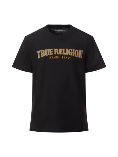 True Religion Embroidered Reflective Arch T Shirt In Jet Black
