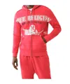 True Religion Exaggerated Icon Raw Trim Zip Hoodie In Red