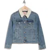 True Religion Faux Shearling Trim Trucker Jacket In Light Chilly Wash