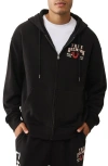 True Religion Flag Cotton Blend Zip-up Hoodie In Black