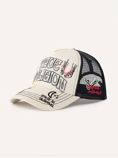 True Religion Flame Horseshoe Trucker Hat In White