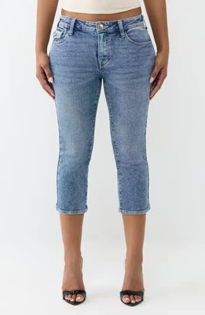 True Religion Flare Flap Pocket Capri Jeans In Blue