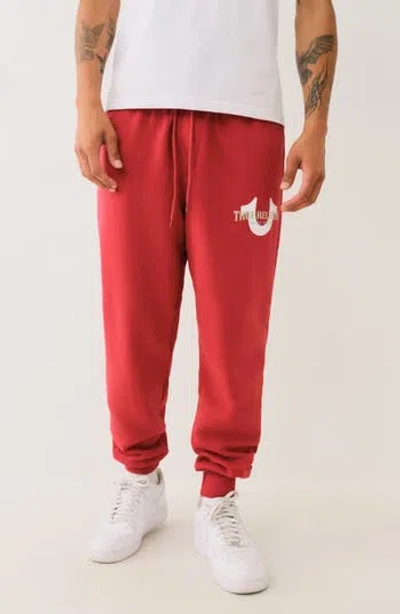 True Religion Fleece Joggers In Red Dahlia