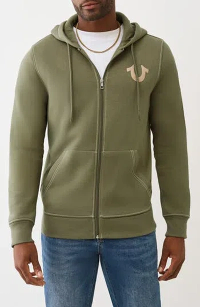 True Religion Floating Horseshoe Zip Hoodie In Brown