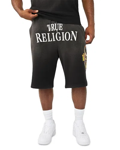 True Religion Floral Snake Mikey Cotton Blend Sweat Shorts In Black