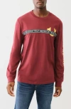 True Religion Foil Taping Long Sleeve Cotton Graphic T-shirt In Chocolate Truffle